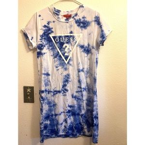 Guess blue and white size large shirt dress